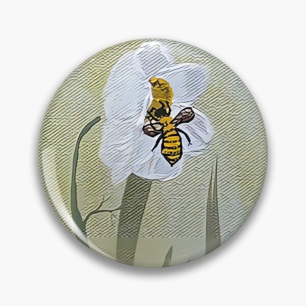 Item preview, Impressionistic Bee on White Blossom – Soft Wildflower Meadow Art designed and sold by PeridotGypsy.
