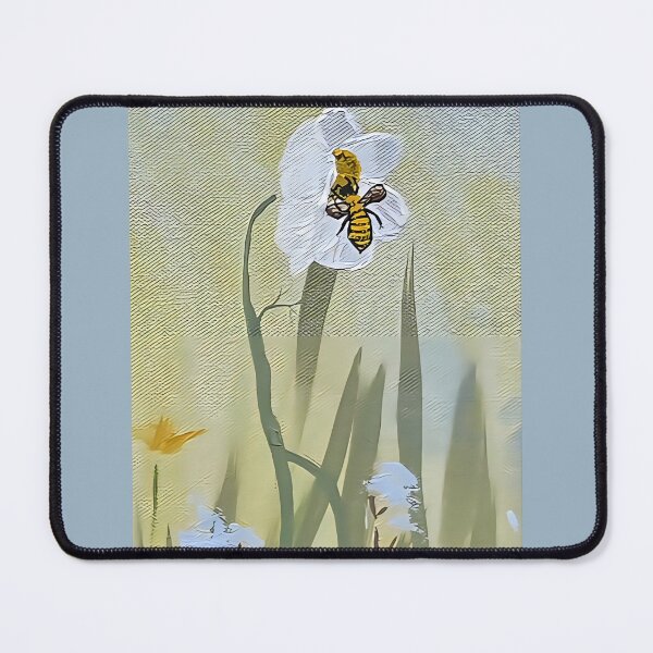 Item preview, Impressionistic Bee on White Blossom – Soft Wildflower Meadow Art designed and sold by PeridotGypsy.