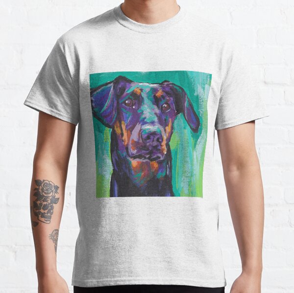 Item preview, Doberman Pinscher Dog Bright colorful pop dog art designed and sold by bentnotbroken11.