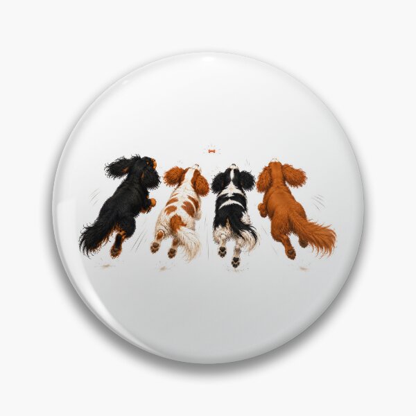 Item preview, Cavalier King Charles Spaniel Treat Time Four Cavaliers Running Together designed and sold by SakuraWaStyle.