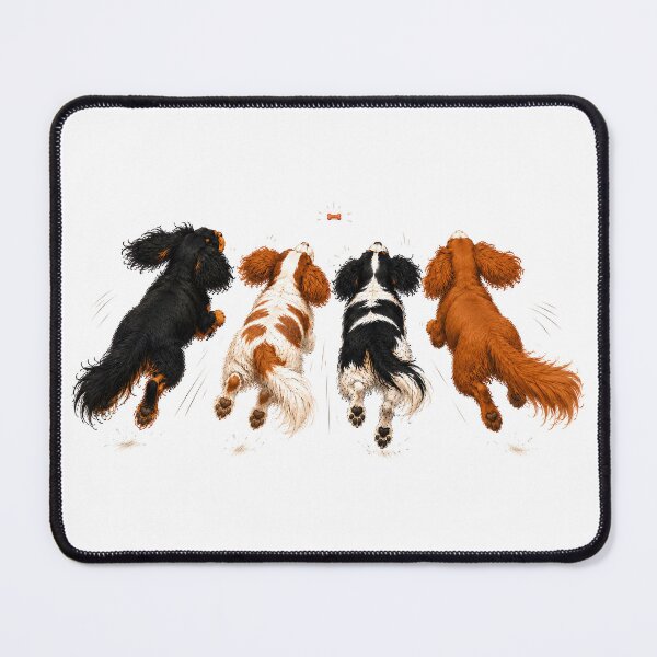 Item preview, Cavalier King Charles Spaniel Treat Time Four Cavaliers Running Together designed and sold by SakuraWaStyle.