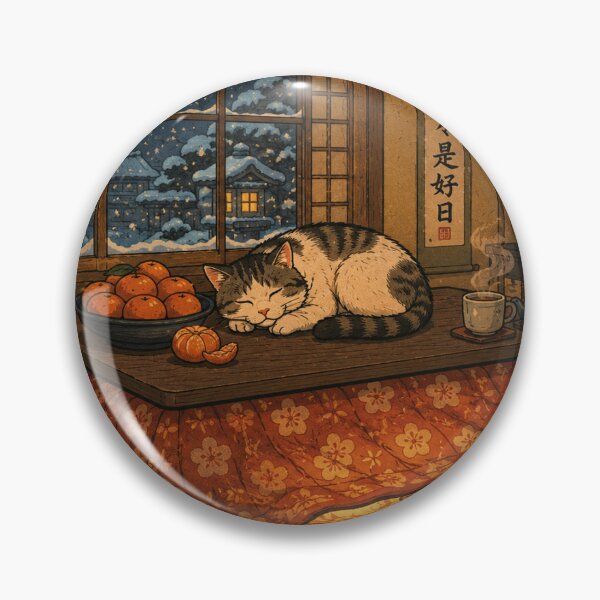 Item preview, Kotatsu Cat & Mikan Sticker | Fuyu no Kotatsu Japanese Winter Cozy Art designed and sold by SeiMeets.