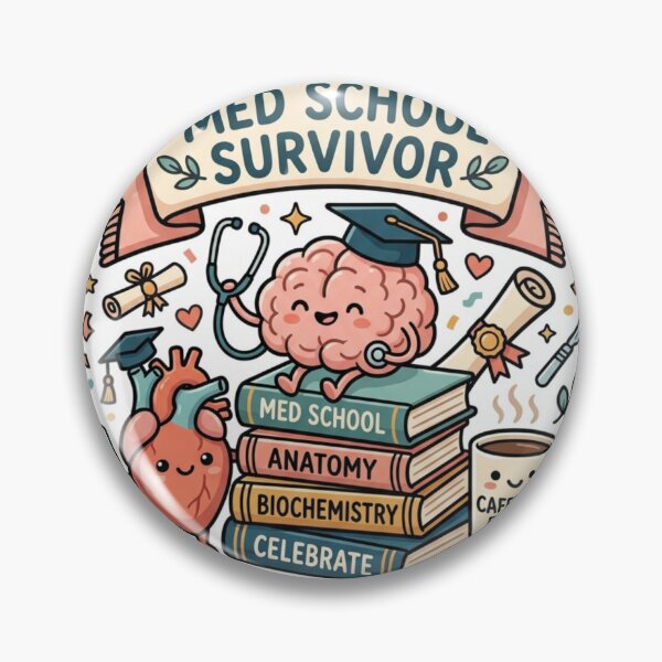 Item preview, Cute Med School Survivor Brain and Heart Graduation Sticker designed and sold by SweetieMedArt.