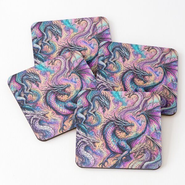 Item preview, Magical Holographic Rainbow Dragons Print designed and sold by BeJolley.