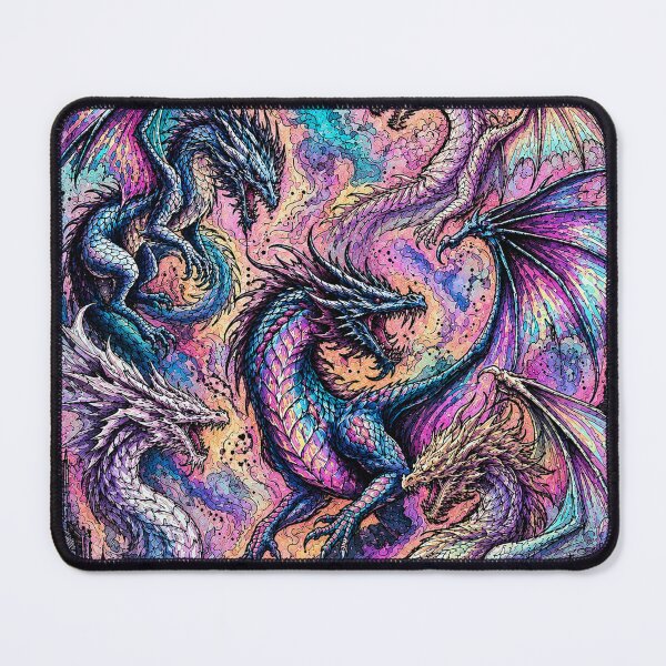 Item preview, Magical Holographic Rainbow Dragons Print designed and sold by BeJolley.