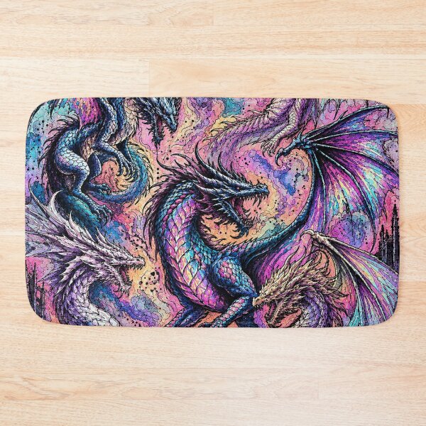 Item preview, Magical Holographic Rainbow Dragons Print designed and sold by BeJolley.