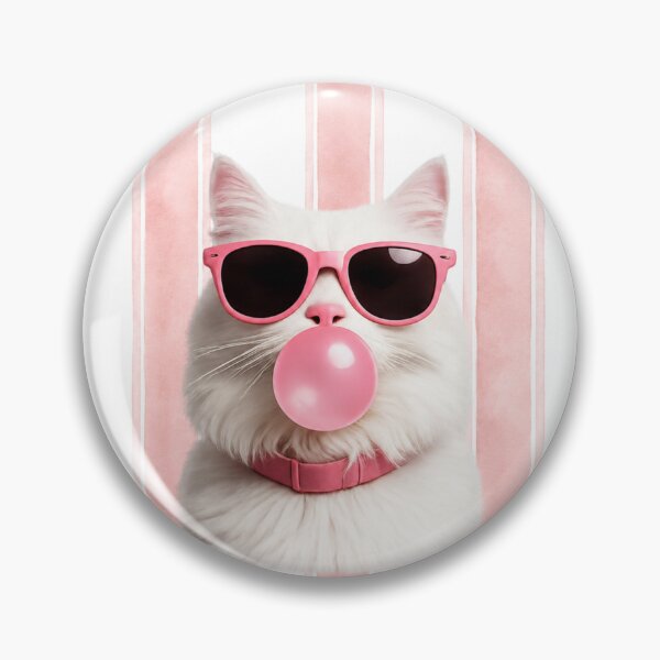 Item preview, Cute White Cat with Pink Sunglasses and Bubble Gum | Pink Aesthetic Cat Design designed and sold by PrintAura15.