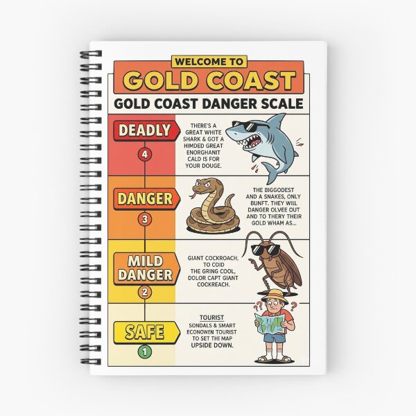 Item preview, Gold Coast Danger Scale Funny Australian Wildlife Humor Survival Guide designed and sold by Yellowriversss.