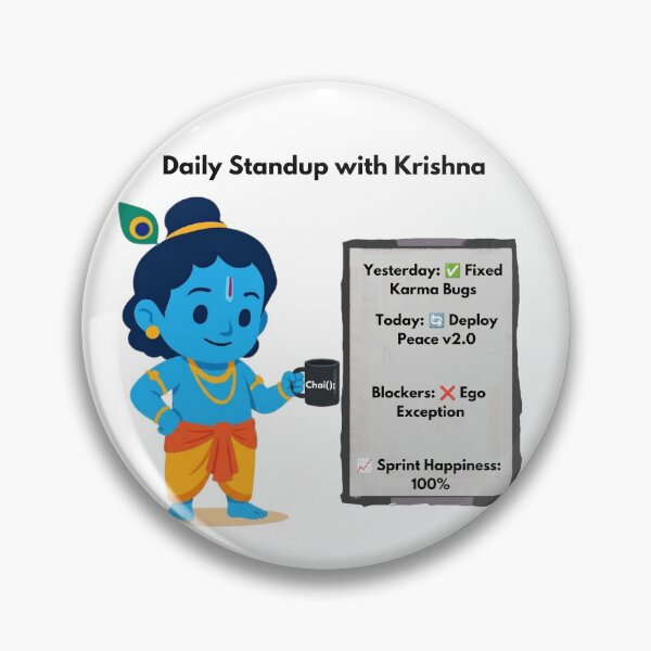 Item preview, Daily Standup with Krishna | Agile Developer Sticker designed and sold by BhaktiByte.