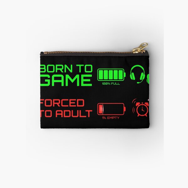 Item preview, Born To Game Forced To Adult - Funny Gamer Battery Drain designed and sold by LevelUpLad.