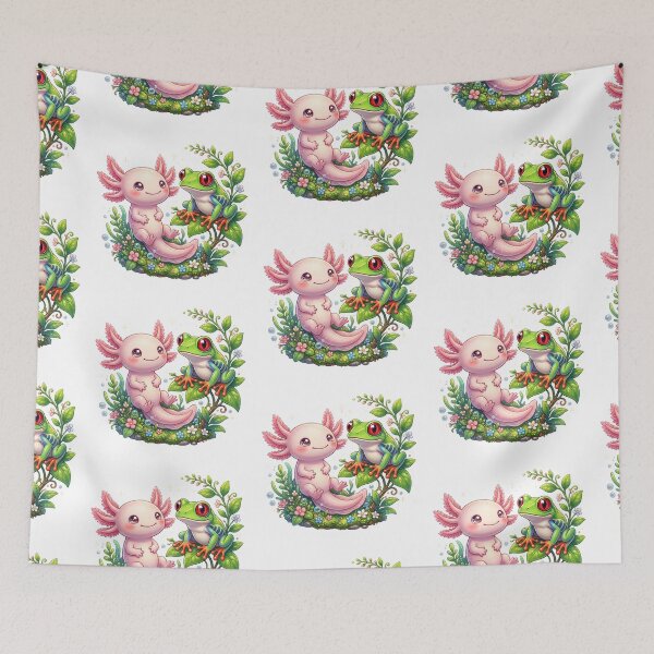 Item preview, Cute Kawaii Axolotl and Red Eyed Tree Frog designed and sold by krujoArt.