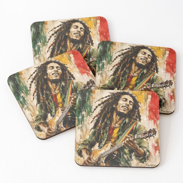 Item preview, Bob Marley Reggae Legend - Bold Rasta Colors Abstract Portrait designed and sold by ArtistrySky.