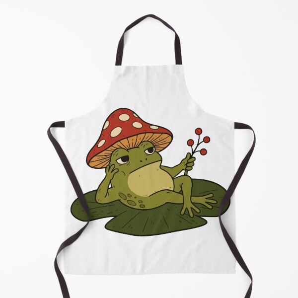 Item preview, Grumpy Frog with Mushroom Hat – Cottagecore Cute Toad designed and sold by cladeart.