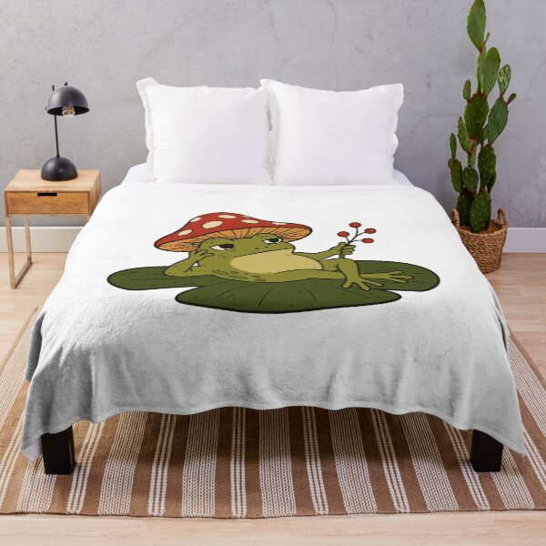 Item preview, Grumpy Frog with Mushroom Hat – Cottagecore Cute Toad designed and sold by cladeart.