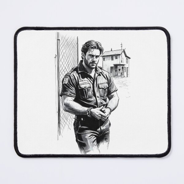 Item preview, Guy Standing At The Fence Waiting B&W Image designed and sold by Museum Of Non-Existing Art.