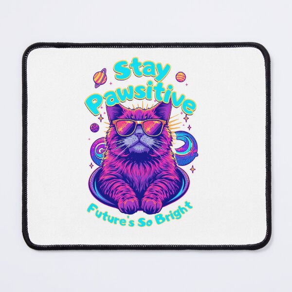Item preview, Stay Pawsitive Futures So Bright Cosmic Cat Neon Sunglasses designed and sold by RadiantReza.