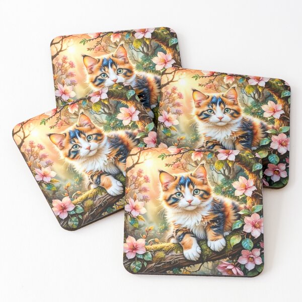 Item preview, Kitten outdoor floral Graphic Design designed and sold by INKRebelGraphic.