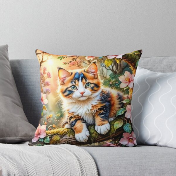 Item preview, Kitten outdoor floral Graphic Design designed and sold by INKRebelGraphic.