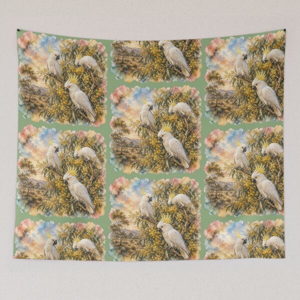 Item preview, Sulphur Crested Cockatoos in a Wattle Tree designed and sold by bushblooms.