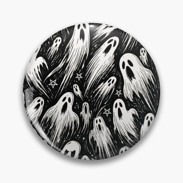 Item preview, Cartoon Witchy Halloween Ghosts and Pentagrams Pattern designed and sold by BeJolley.