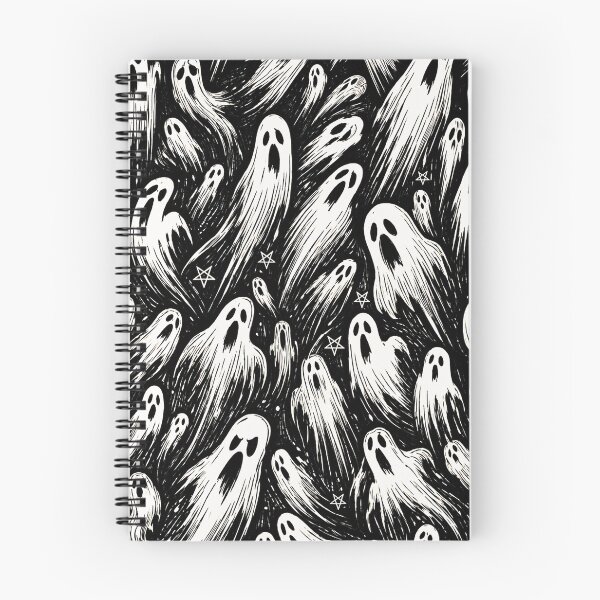 Item preview, Cartoon Witchy Halloween Ghosts and Pentagrams Pattern designed and sold by BeJolley.