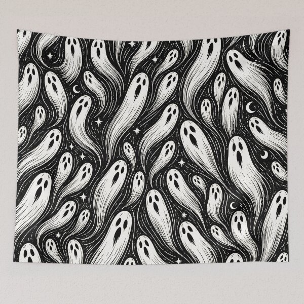 Item preview, Cute Cartoon Halloween Ghosts at Night Pattern designed and sold by BeJolley.