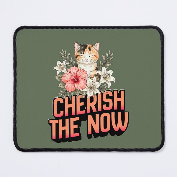 Item preview, Cherish the Now Serene Calico Kitten in Floral Bliss T-shirt Design designed and sold by NinaCreator.