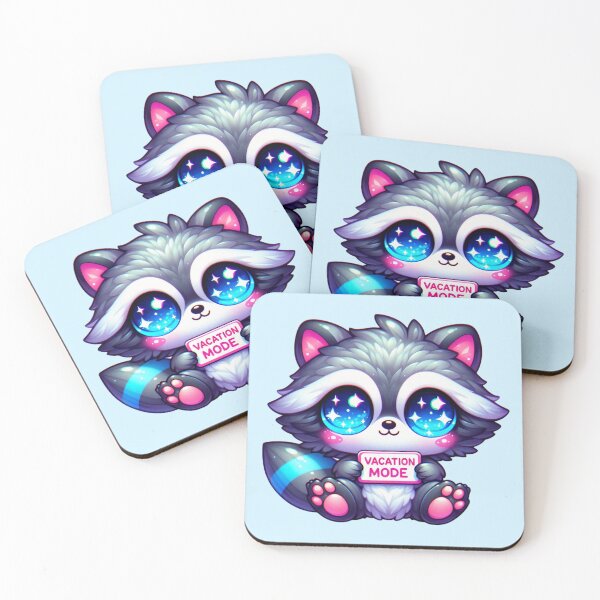 Item preview, Cute Vacation Mode Raccoon, Kawaii Summer Design designed and sold by SweetLilith.