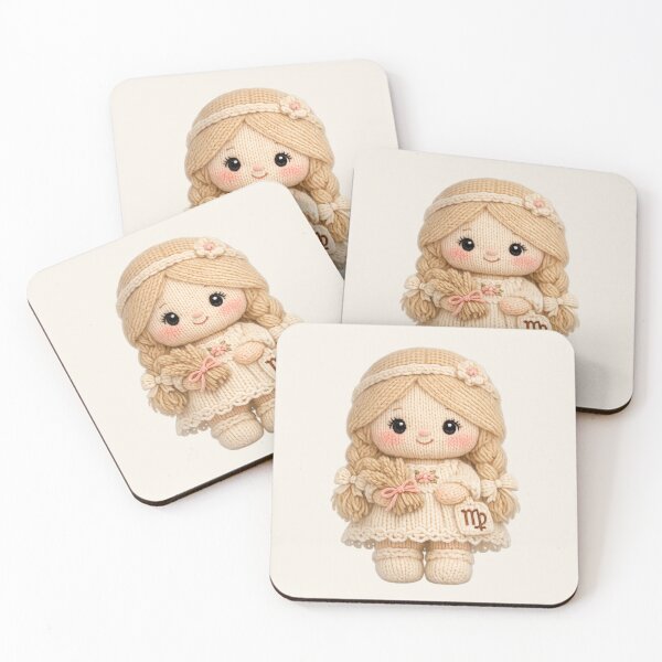 Item preview, Cute Virgo Plush Zodiac Nursery | Kawaii Knitted Astrology Art designed and sold by Moons Studio.