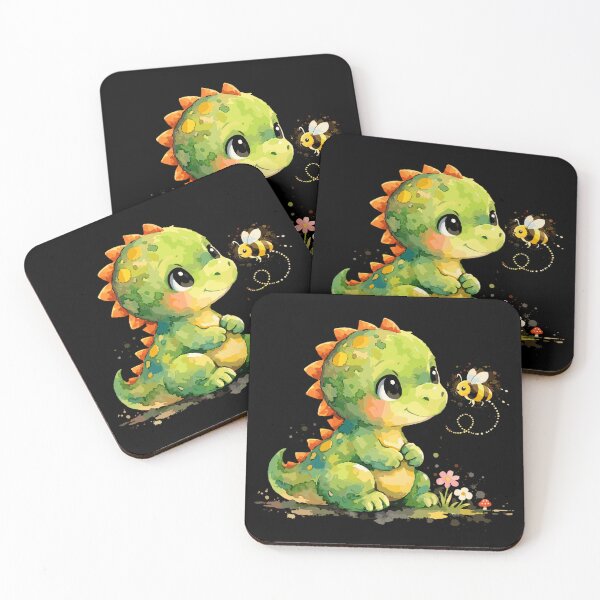 Item preview, Watercolor Dinosaur with Bee: Cute Dino designed and sold by Pineapple-Tree.