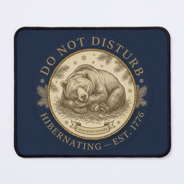 Item preview, Do Not Disturb Hibernating Grizzly Bear Club Badge designed and sold by CalmCapy Co.