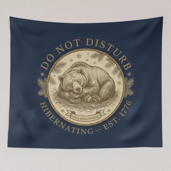 Item preview, Do Not Disturb Hibernating Grizzly Bear Club Badge designed and sold by CalmCapy Co.
