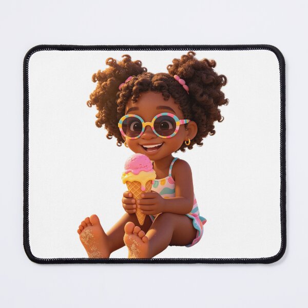 Item preview, Cute Girl Eating Ice Cream Summer Illustration designed and sold by WonderDokkan.