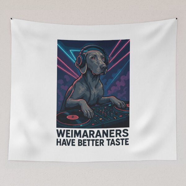 Item preview, Weimaraner DJ: Elegant in the club with headphones designed and sold by Pineapple-Tree.