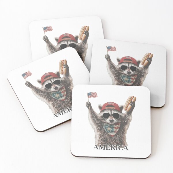Item preview, America Raccoon Hot Dog, 4th of July Raccoon, Patriotic American Flag, Retro USA Animal designed and sold by toongstudio.