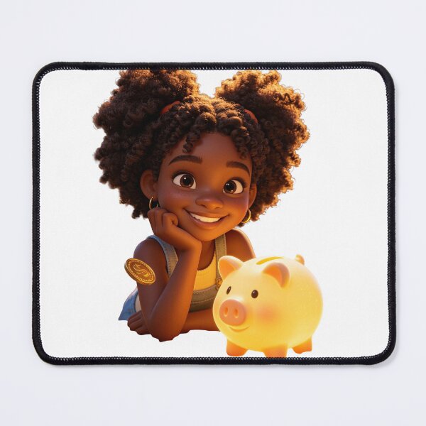 Item preview, Cute Girl with Piggy Bank Saving Money Illustration designed and sold by WonderDokkan.