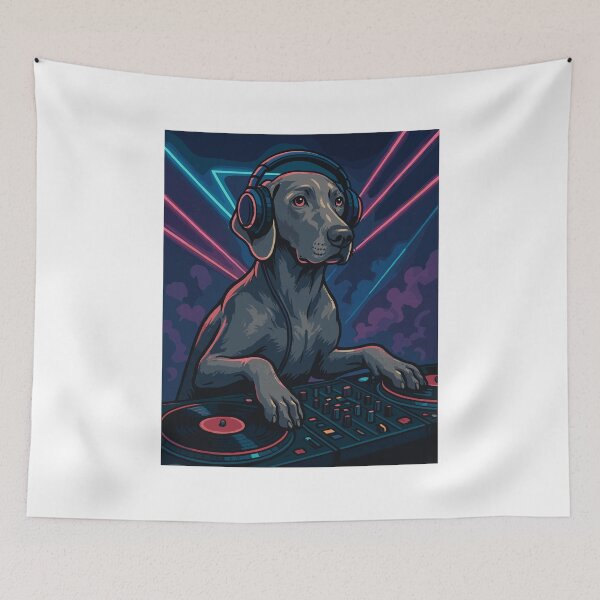 Item preview, Weimaraner DJ: Elegant dog in a nightclub designed and sold by Pineapple-Tree.