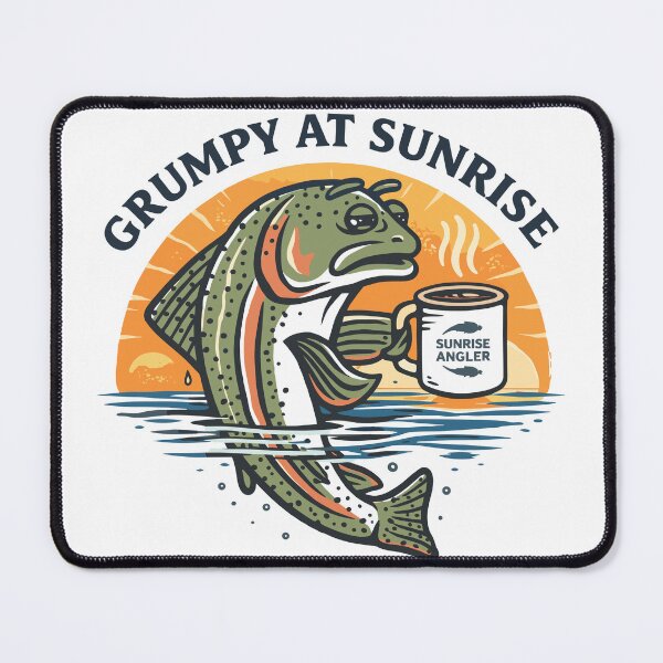 Item preview, Grumpy At Sunrise Trout Coffee Poster designed and sold by Matinez Pink.