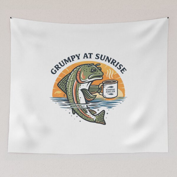 Item preview, Grumpy At Sunrise Trout Coffee Poster designed and sold by Matinez Pink.