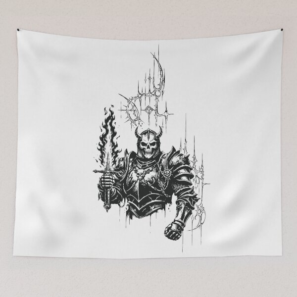 Item preview, Horned Skull Knight With Flaming Sword designed and sold by Matinez Pink.