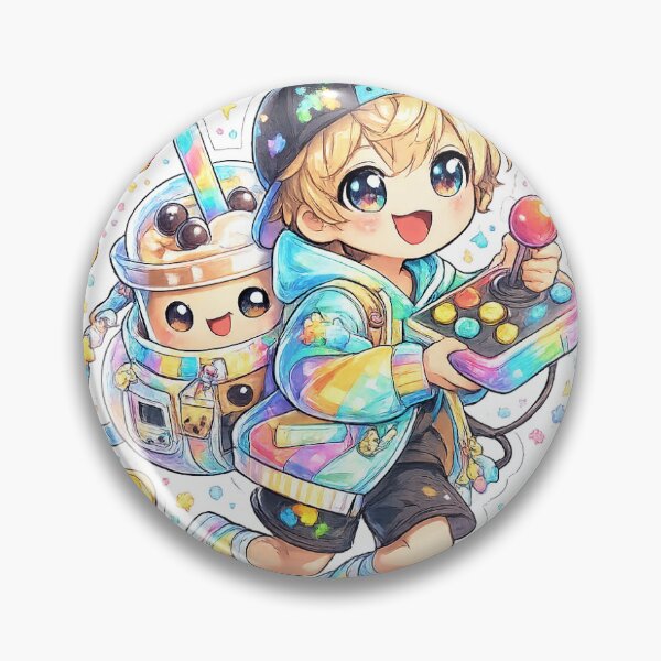 Item preview, Rainbow Arcade Boy – Pixel Gamer Kawaii Sticker designed and sold by blossomfun.