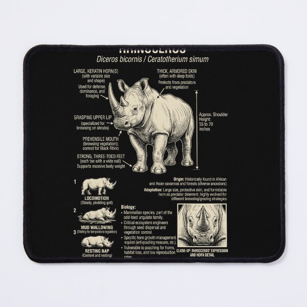Item preview, Rhino Scientific Anatomy Biology Animal Lover designed and sold by Kimberley King Art  King Art.