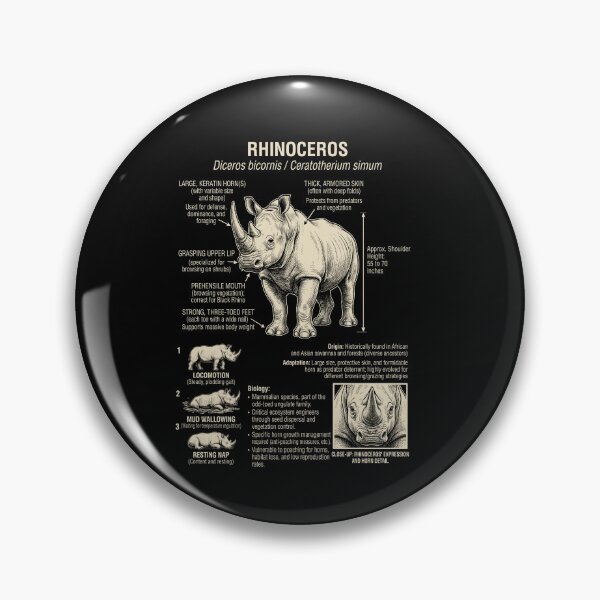 Item preview, Rhino Scientific Anatomy Biology Animal Lover designed and sold by Kimberley King Art  King Art.