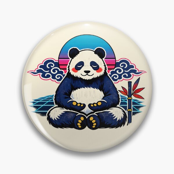 Item preview, Neon Retro Synthwave Ukiyo‑E Zen Panda designed and sold by KungPowUnicorn.