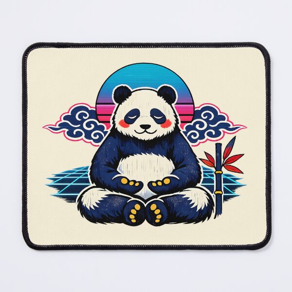 Item preview, Neon Retro Synthwave Ukiyo‑E Zen Panda designed and sold by KungPowUnicorn.
