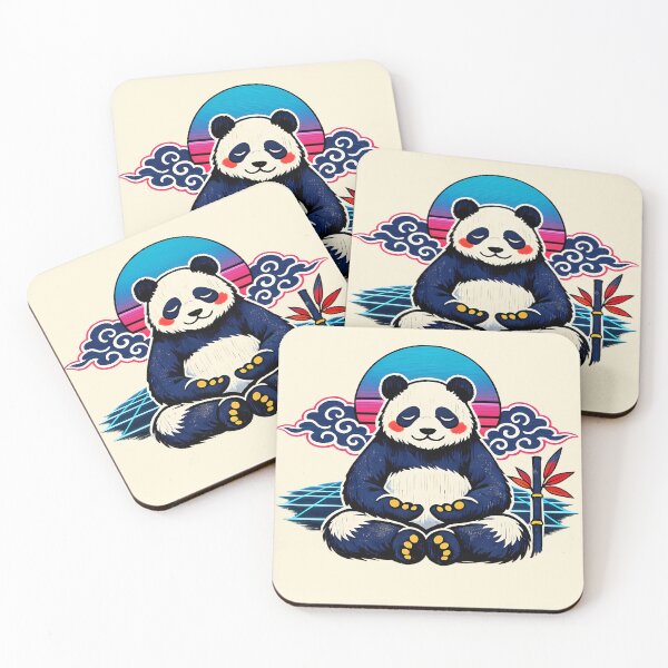 Item preview, Neon Retro Synthwave Ukiyo‑E Zen Panda designed and sold by KungPowUnicorn.