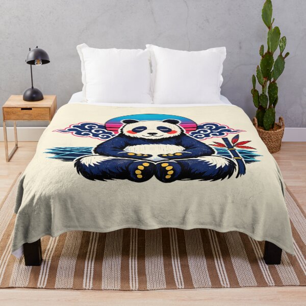 Item preview, Neon Retro Synthwave Ukiyo‑E Zen Panda designed and sold by KungPowUnicorn.