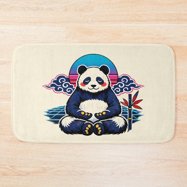 Item preview, Neon Retro Synthwave Ukiyo‑E Zen Panda designed and sold by KungPowUnicorn.