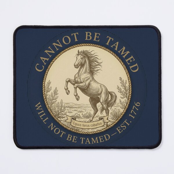 Item preview, Cannot Be Tamed Wild Mustang Club Humor Badge designed and sold by CalmCapy Co.