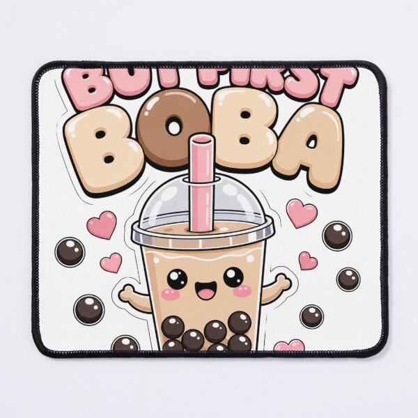 Item preview, But First Boba Kawaii Bubble Tea Saying designed and sold by BoosterShop.